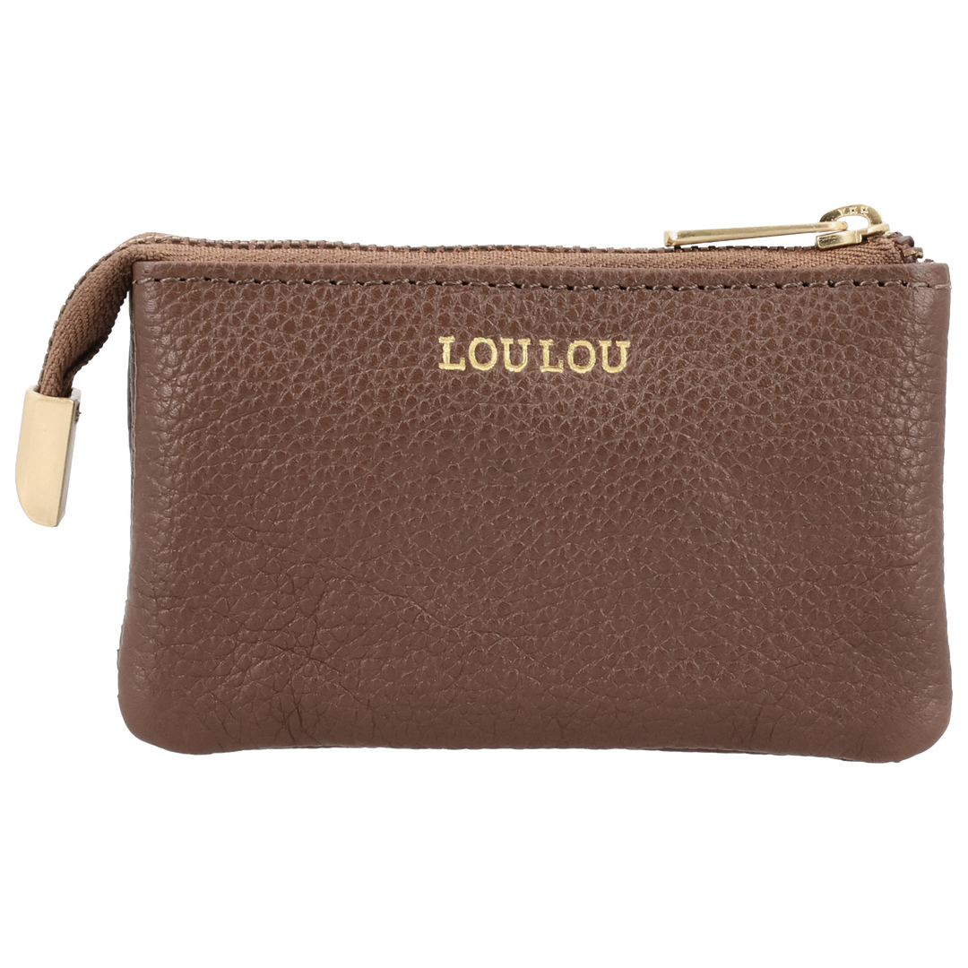 Voorkant van de LOULOU mini portemonnee in #kleur_milk-chocolate