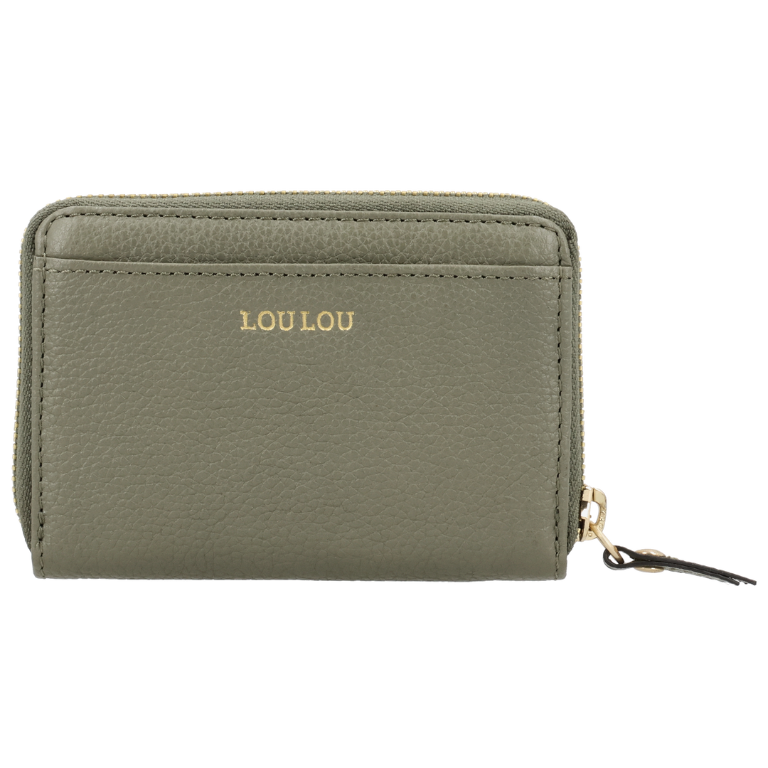 Voorkant van de LOULOU Emilie dames portemonnee in #kleur_sage