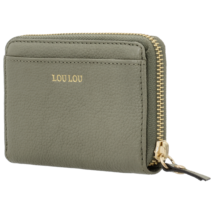 Voorzijde van de LOULOU Emilie dames portemonnee in #kleur_sage