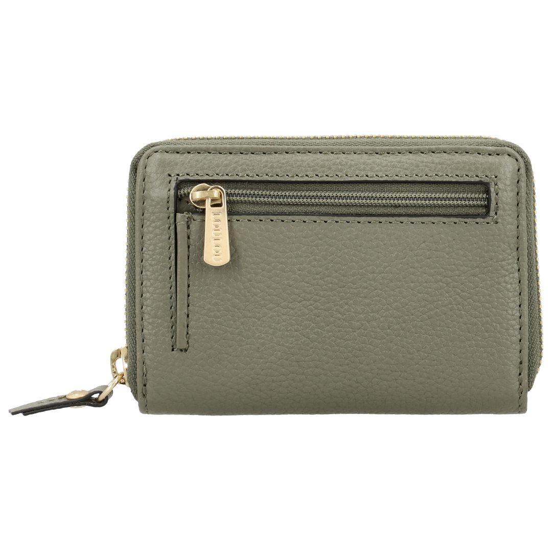 Achterkant van de LOULOU Emilie dames portemonnee in #kleur_sage