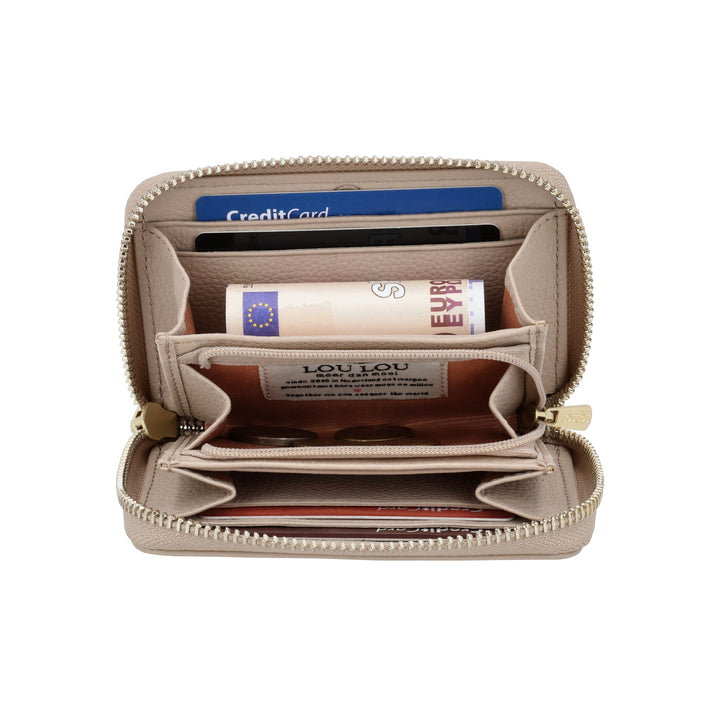 Binnenkant van de LouLou Petite Emilie portemonnee in cashmere #kleur_cashmare