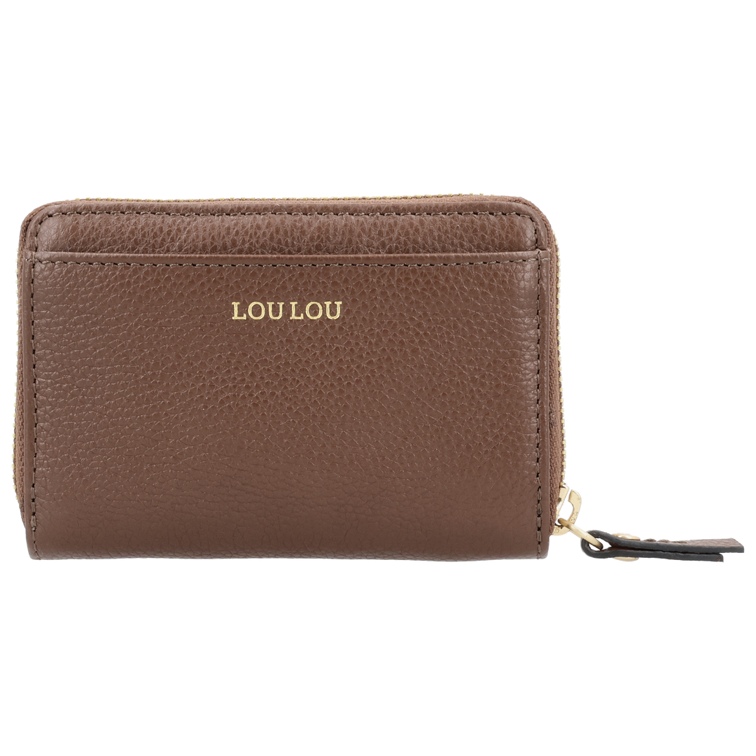 Voorkant van de LOULOU Emilie dames portemonnee in #kleur_milk-chocolate