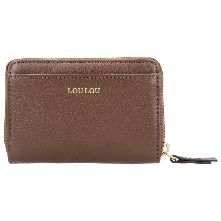 Voorkant van de LOULOU Emilie dames portemonnee in #kleur_milk-chocolate