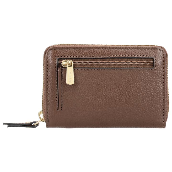 Achterkant van de LOULOU Emilie dames portemonnee in #kleur_milk-chocolate