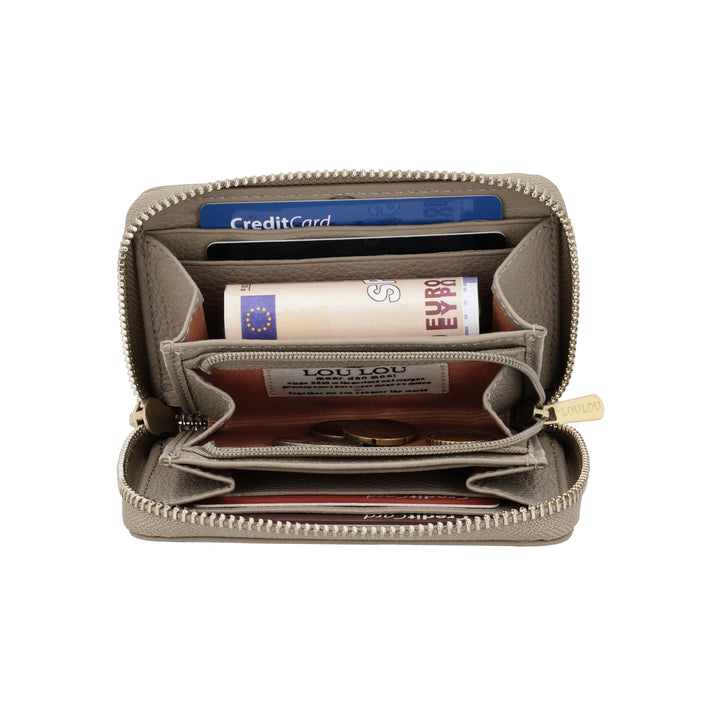 Binnenkant van de LouLou Petite Emilie portemonnee in taupe #kleur_taupe