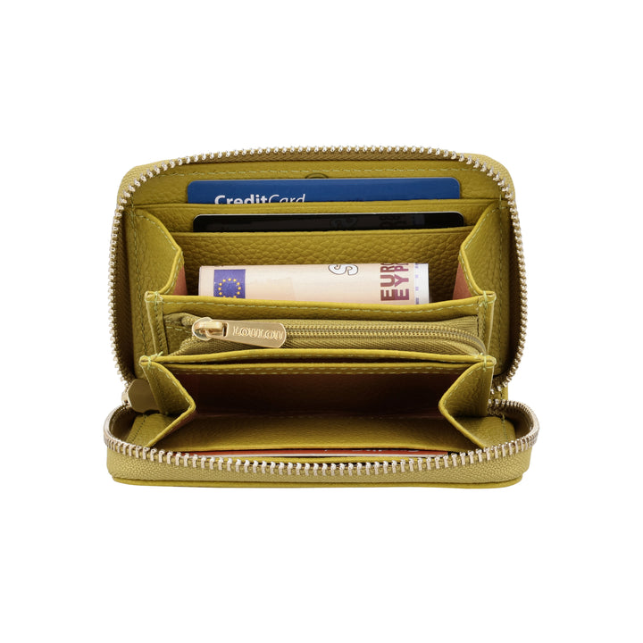 Binnenkant van de LouLou Petite Emilie portemonnee in cress-green #kleur_cress-green