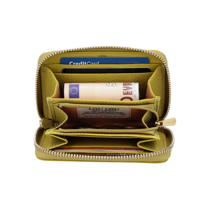 Binnenkant van de LouLou Petite Emilie portemonnee in cress-green #kleur_cress-green