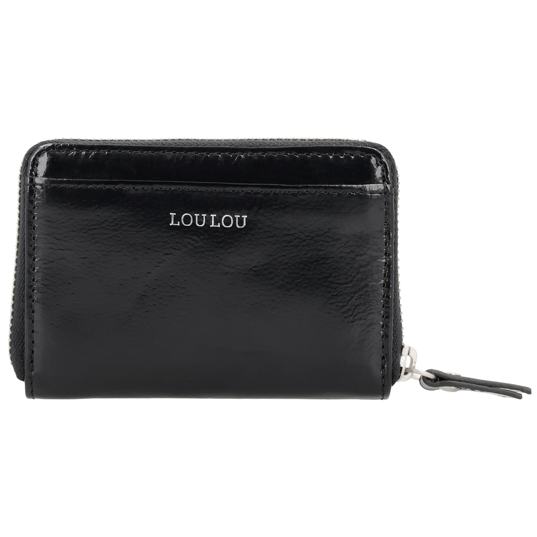 Voorkant van de LOULOU Emilie portemonnee #kleur_glace-black