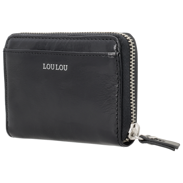 Voorzijde van de LOULOU Emilie portemonnee #kleur_glace-black