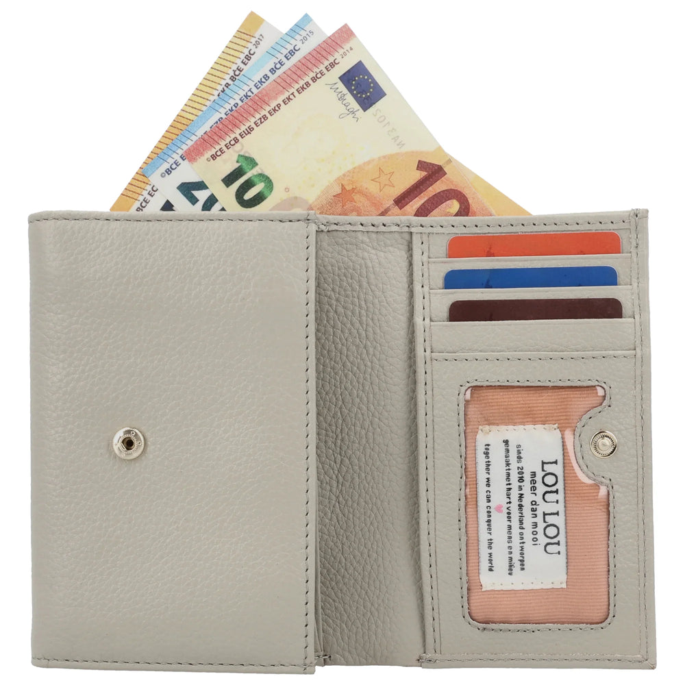 Binnenkant van de Lou Lou Fleur Portemonnee fog in gebruik #kleur_fog