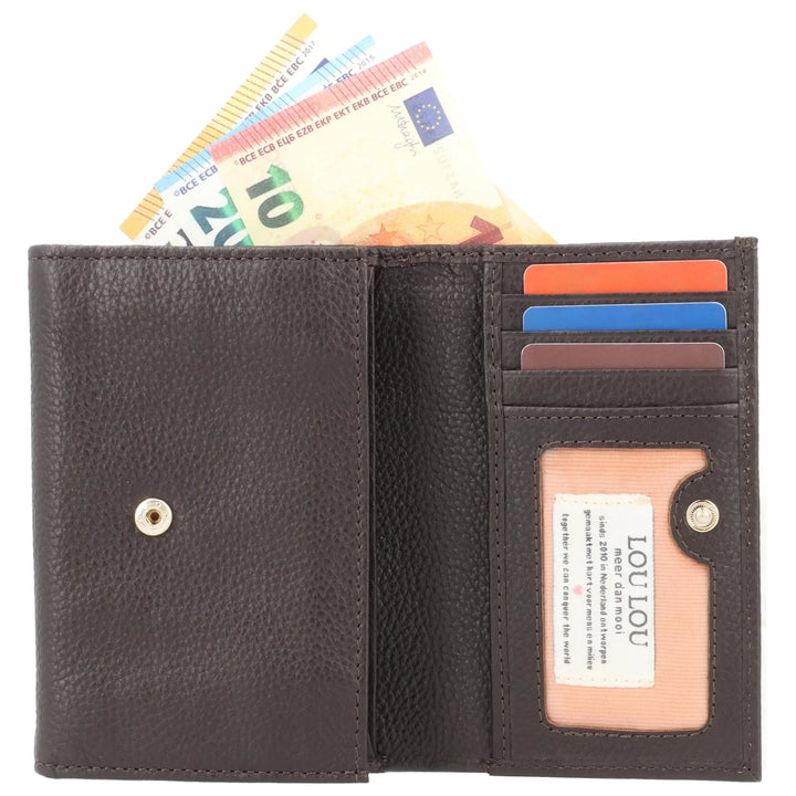 Binnenkant van de Lou Lou Fleur Portemonnee chocolade in gebruik #kleur_chocolade