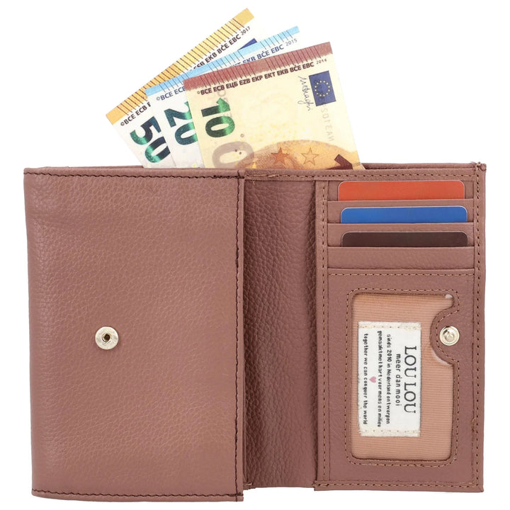 Binnenkant van de Lou Lou Fleur Portemonnee mocha-mouse in gebruik #kleur_mocha-mousse