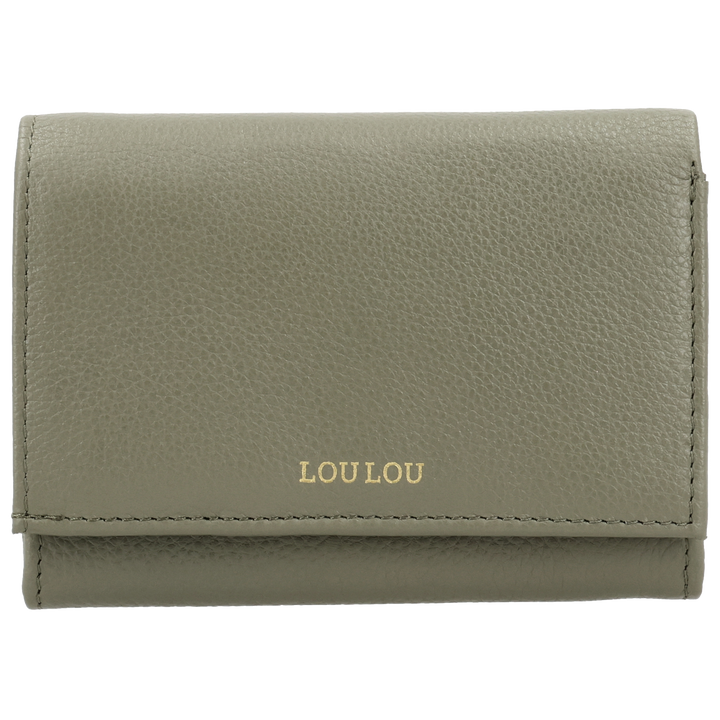 Voorkant van de LOULOU Fleur portemonnee #kleur_sage