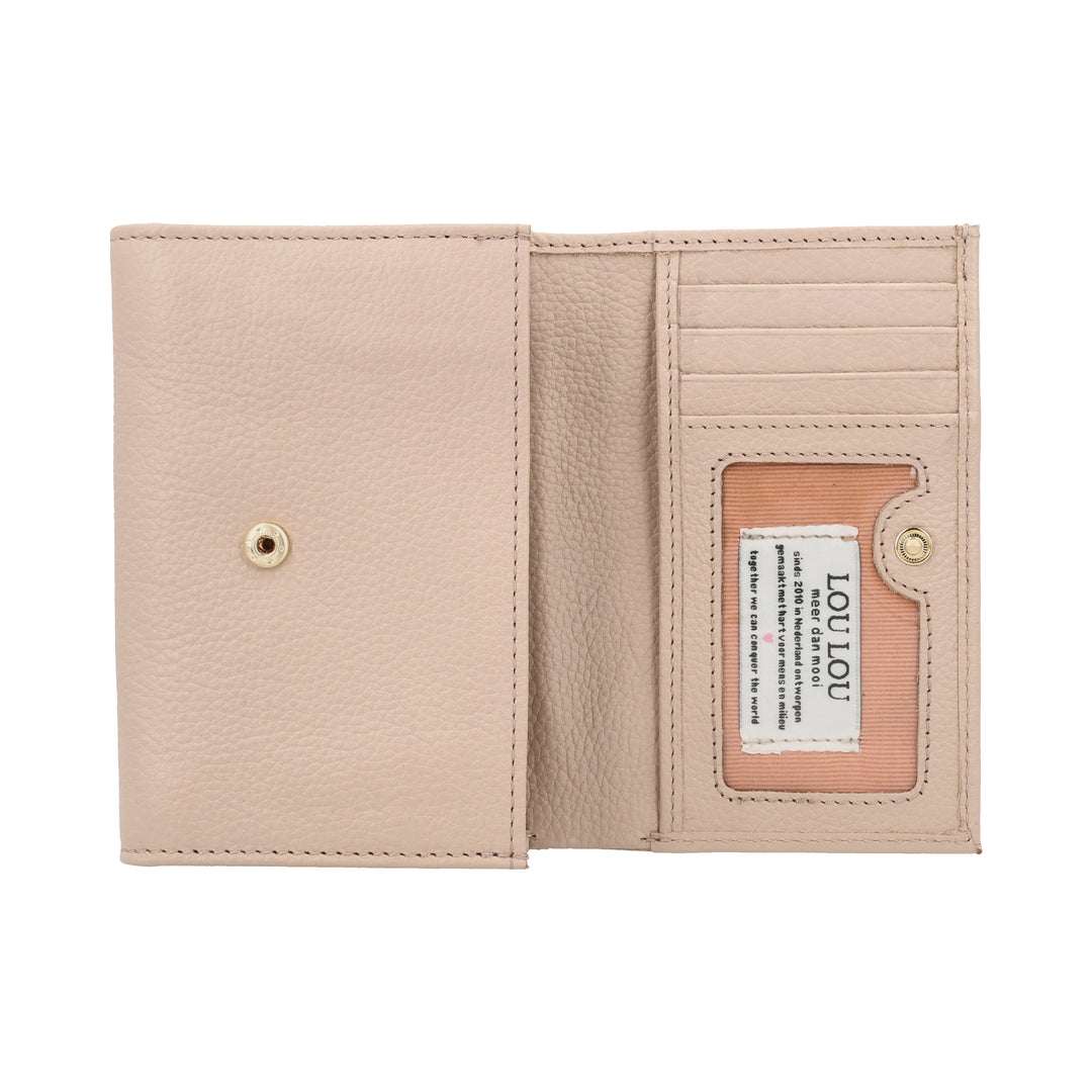 Binnenkant van de LouLou Perie Fleur portemonnee in de kleur cashmere #kleur_cashmere