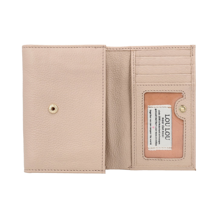Binnenkant van de LouLou Perie Fleur portemonnee in de kleur cashmere #kleur_cashmere