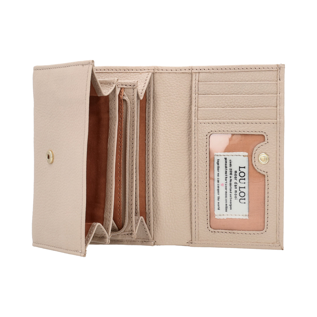 Binnenkant van de LouLou Perie Fleur portemonnee in de kleur cashmere #kleur_cashmere