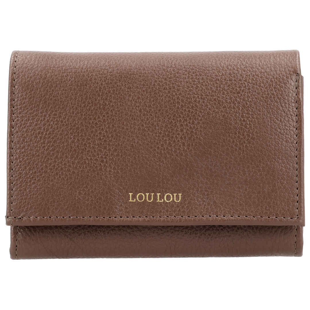 Voorkant van de LOULOU Fleur portemonnee #kleur_milk-chocolate