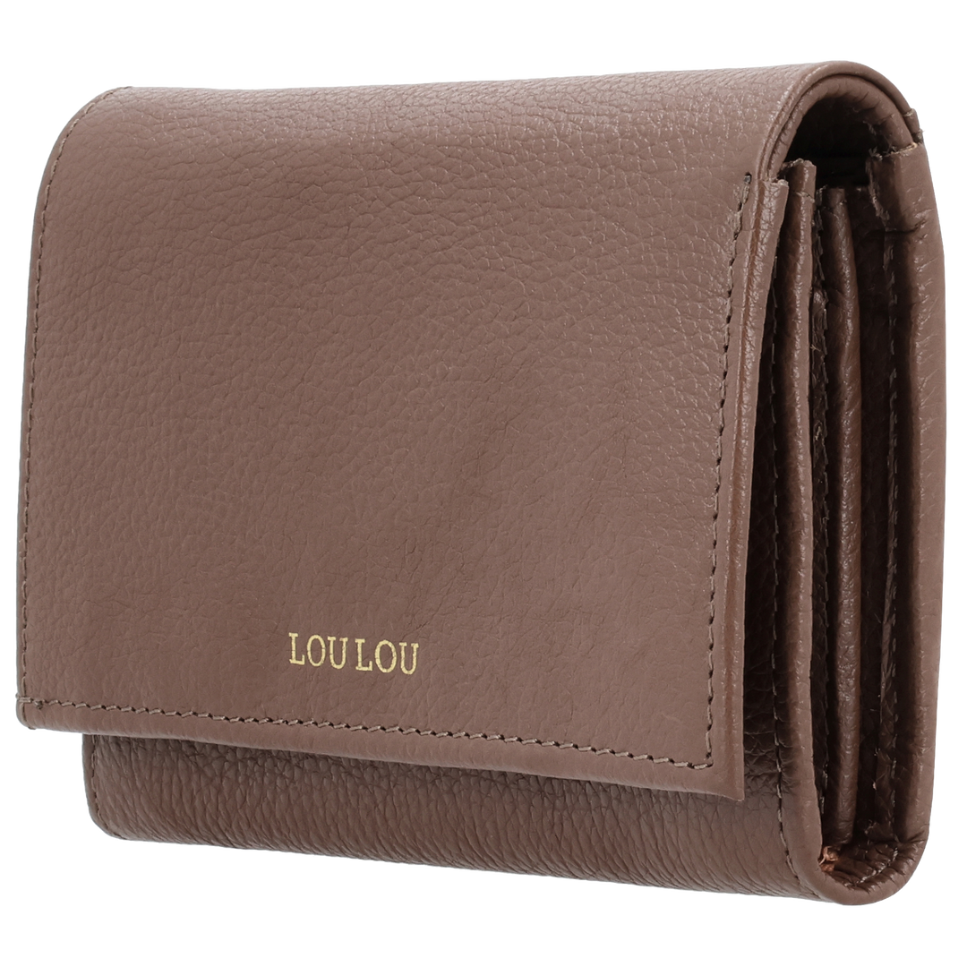 Zijkant van de LOULOU Fleur portemonnee #kleur_milk-chocolate
