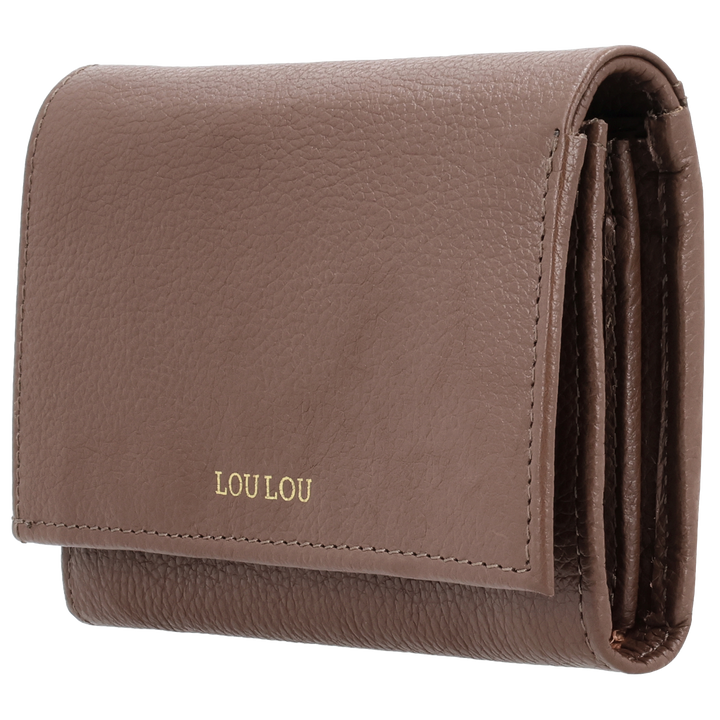 Zijkant van de LOULOU Fleur portemonnee #kleur_milk-chocolate