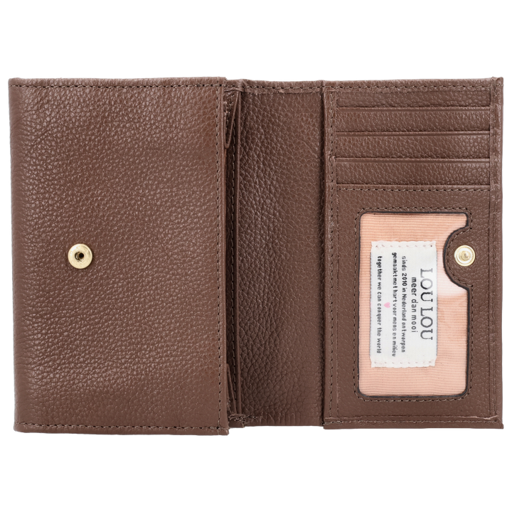 Binnenkant van de LOULOU Fleur portemonnee #kleur_milk-chocolate