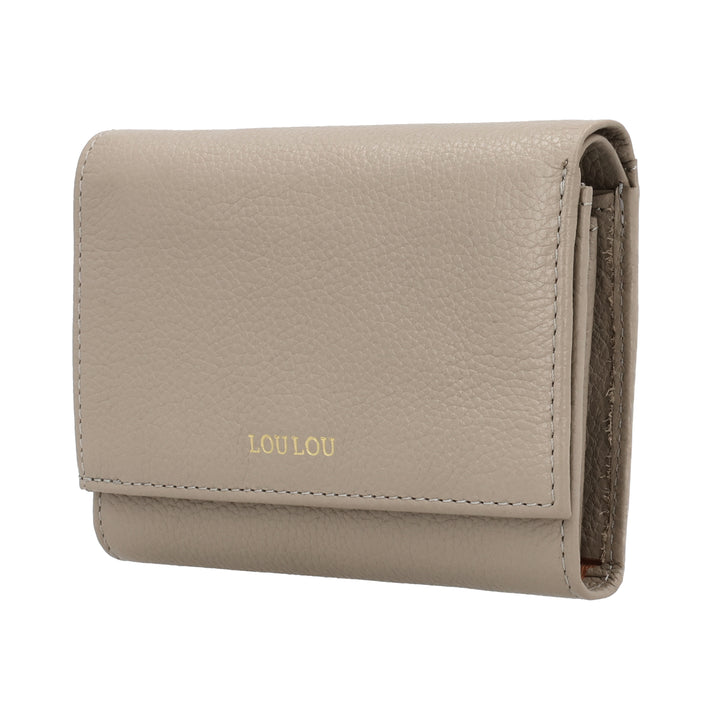 Voorzijde van de LouLou Perie Fleur portemonnee in de kleur taupe #kleur_taupe