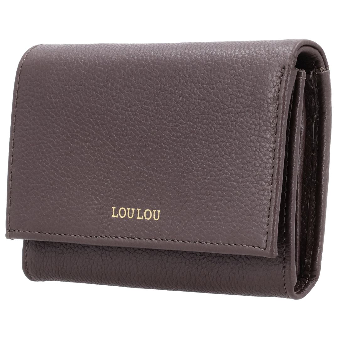 Zijkant van de LOULOU Fleur portemonnee #kleur_merlot