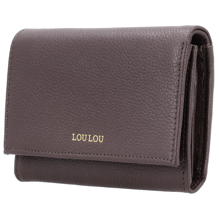 Zijkant van de LOULOU Fleur portemonnee #kleur_merlot