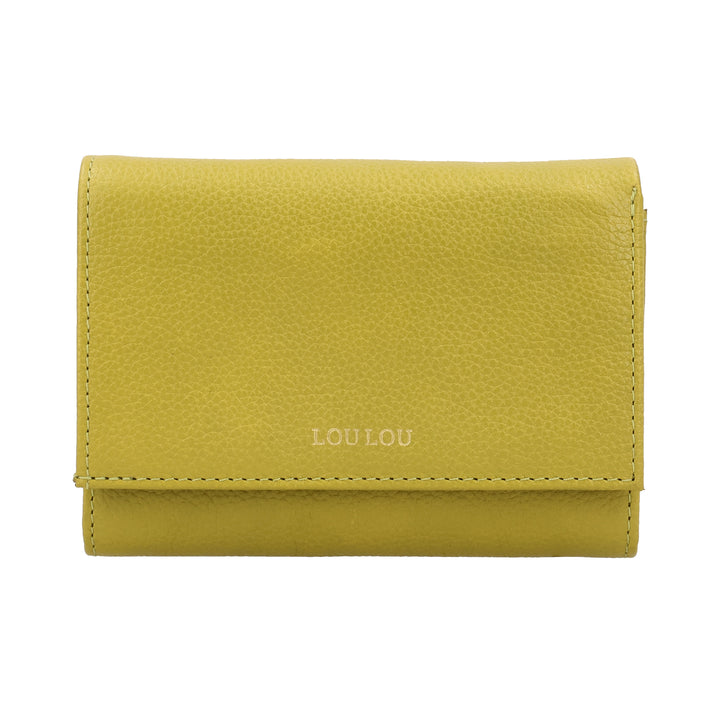 Voorkant van de LouLou Perie Fleur portemonnee in de kleur cress-green #kleur_cress-green