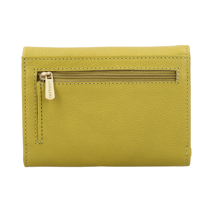 Achterkant van de LouLou Perie Fleur portemonnee in de kleur cress-green #kleur_cress-green