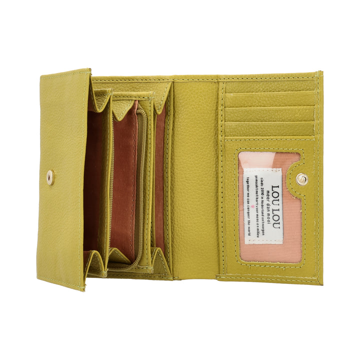 Binnenkant van de LouLou Perie Fleur portemonnee in de kleur cress-green #kleur_cress-green