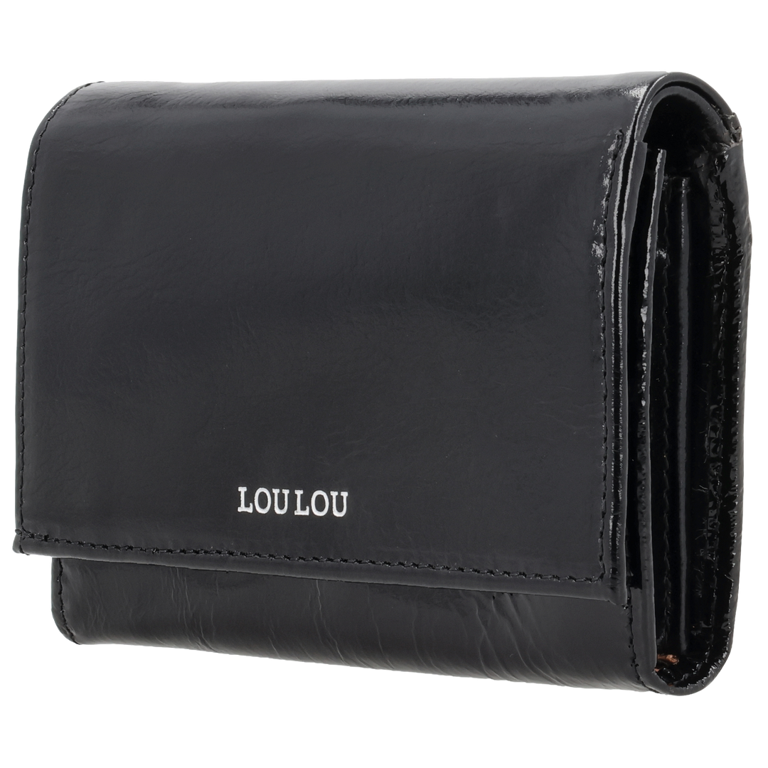 Voorzijde van de LOULOU Fleur portemonnee #kleur_glace-black