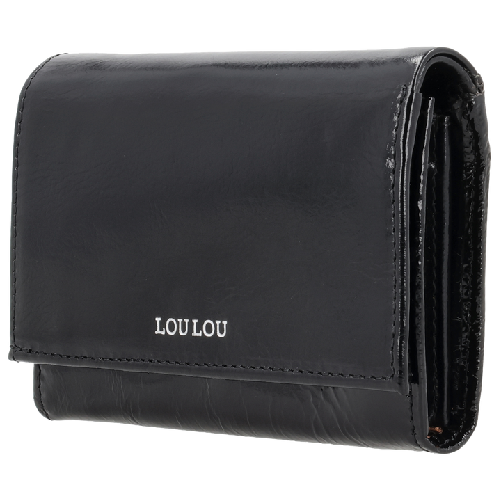 Voorzijde van de LOULOU Fleur portemonnee #kleur_glace-black