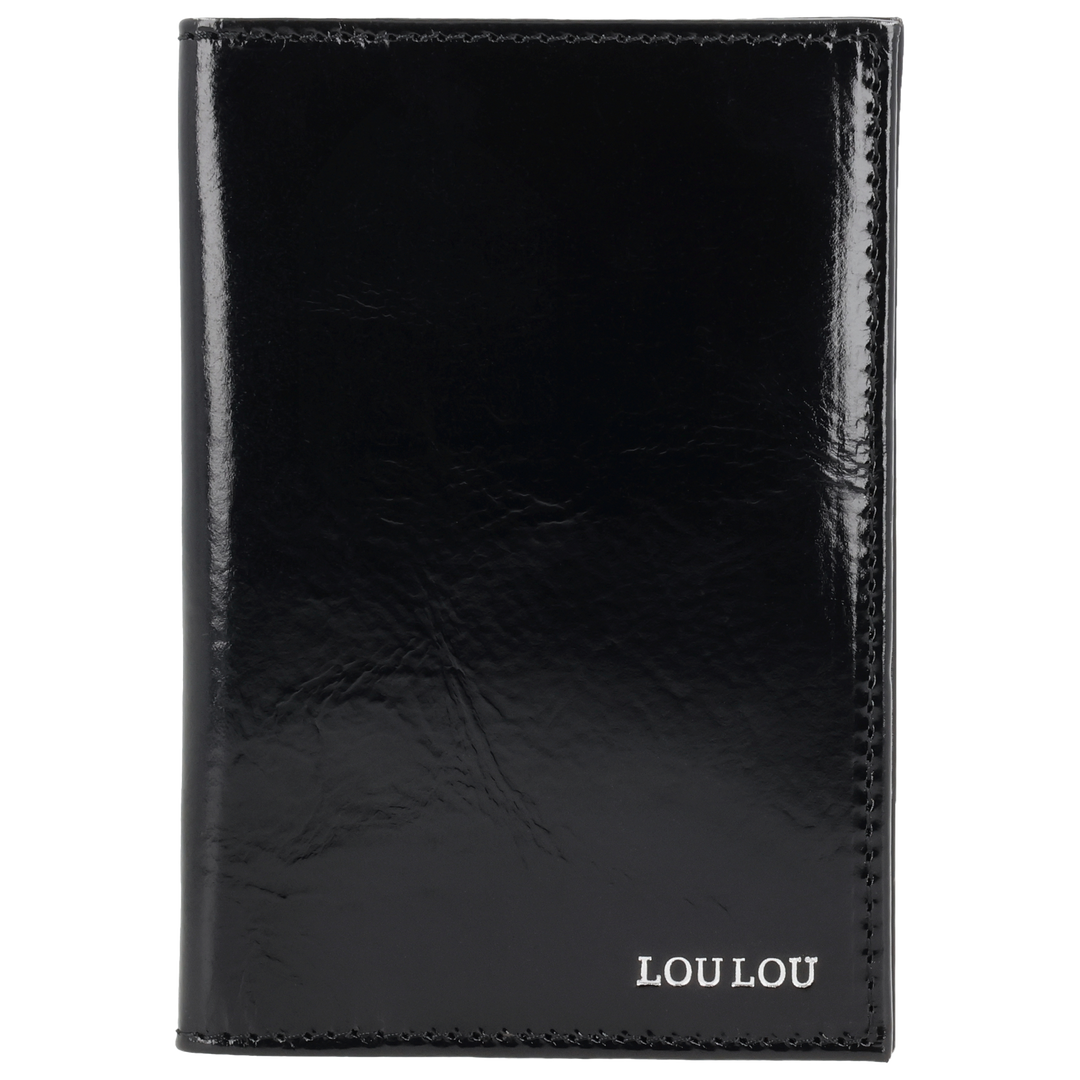 Voorkant van de LOULOU Valise paspoorthouder in de #kleur_glace-black