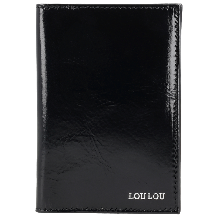 Voorkant van de LOULOU Valise paspoorthouder in de #kleur_glace-black
