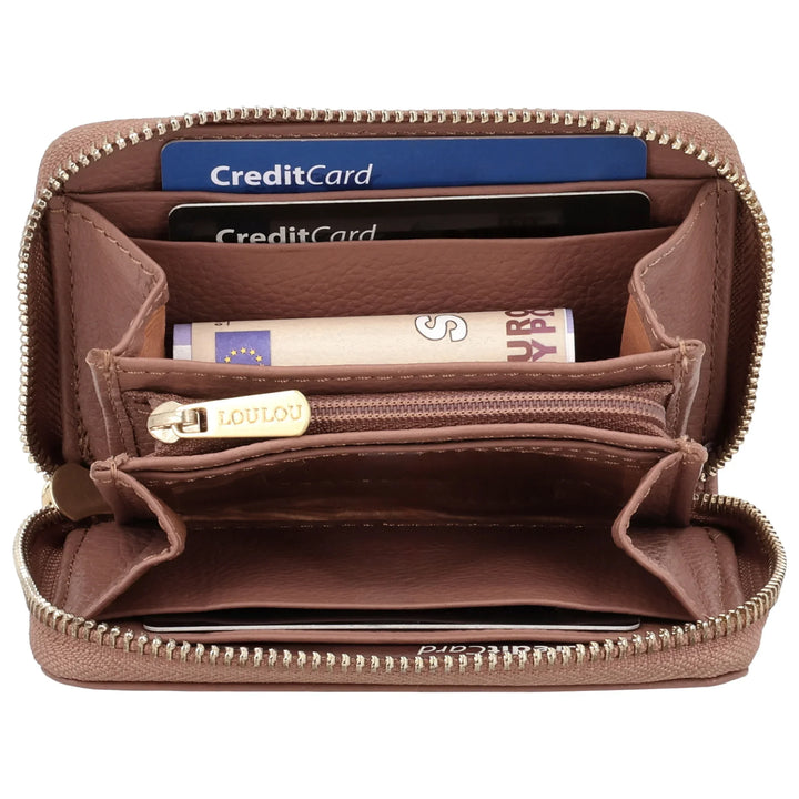 Binnenkant in gebruik Lou Lou petite emlie dames portemonnee mocha-mousse #kleur_mocha-mousse