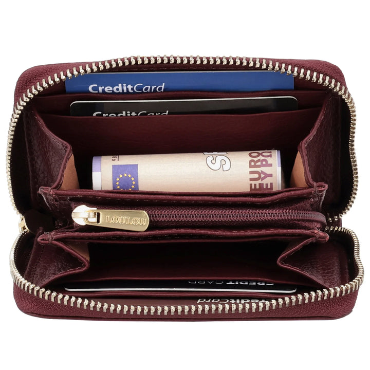 Binnenkant in gebruik Lou Lou petite emlie dames portemonnee ruby #kleur_ruby