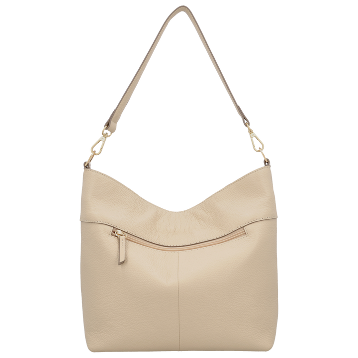 Achterkant van de LouLou Sabine beige leren shopper #kleur_beige