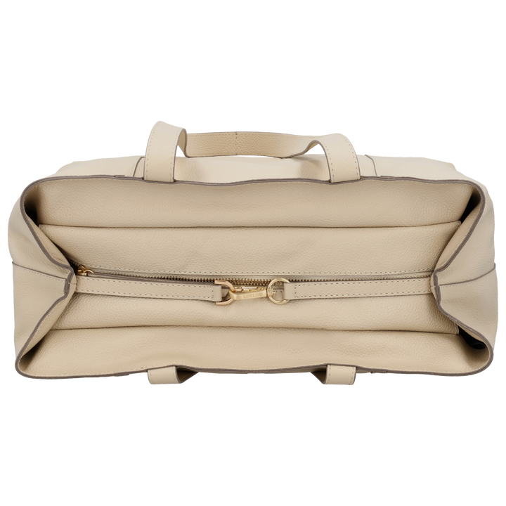 Bovenkant van de LouLou beige Valerie leren shopper #kleur_beige