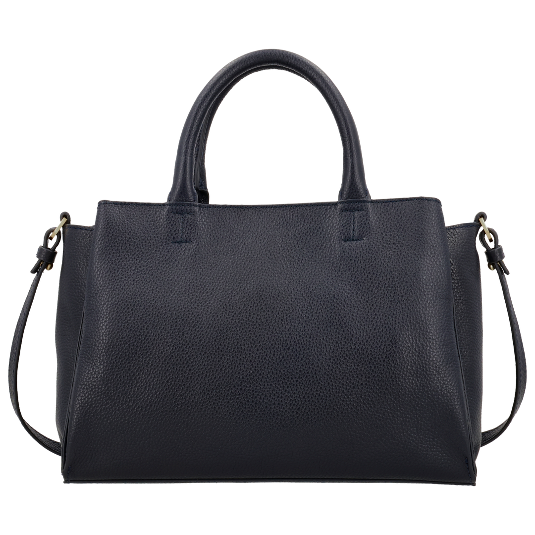 Achterkant  van de LouLou Vera Navy leren handtas #kleur_navy