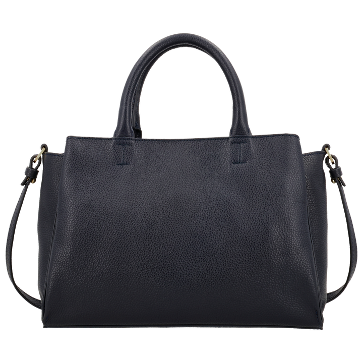 Achterkant  van de LouLou Vera Navy leren handtas #kleur_navy