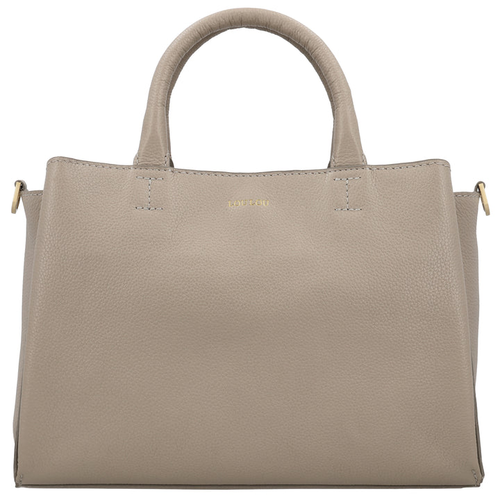 Voorkant van de LouLou Vera crossover tas in het taupe #kleur_taupe
