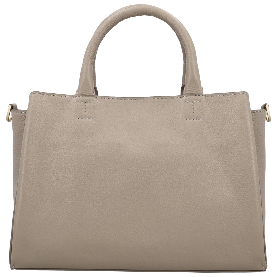 Achterkant van de LouLou Vera crossover tas in het taupe #kleur_taupe