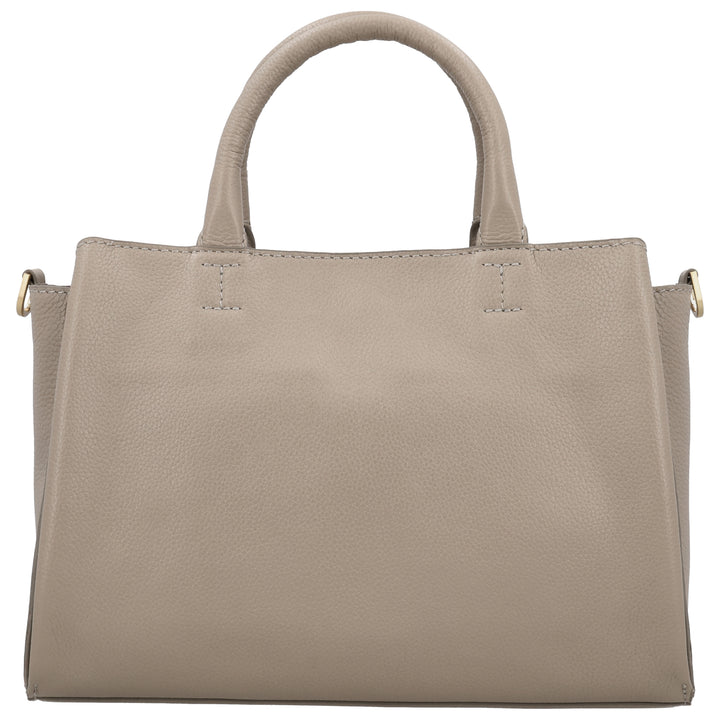 Achterkant van de LouLou Vera crossover tas in het taupe #kleur_taupe