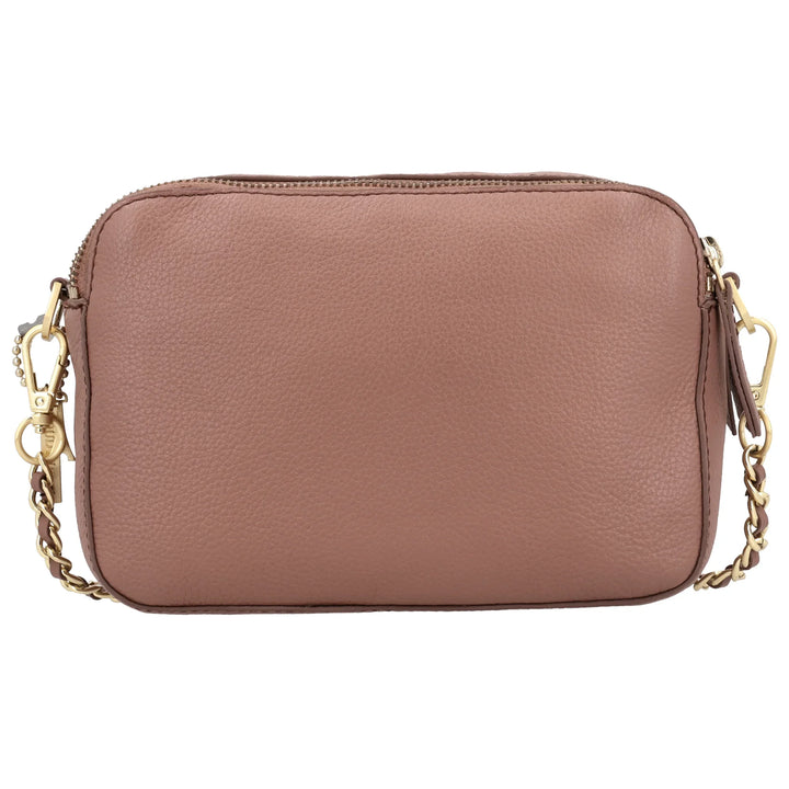 Achterkant van de Lou Lou Zoe crossover tas mocha mouse#kleur_mocha-mousse