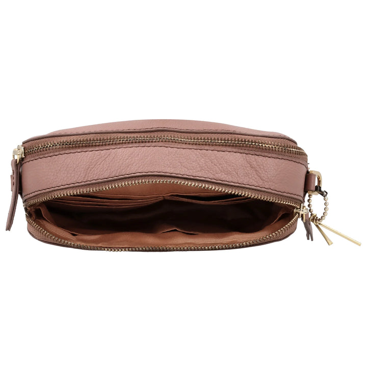 Binnenkant van de Lou Lou Zoe crossover tas mocha mouse #kleur_mocha-mousse