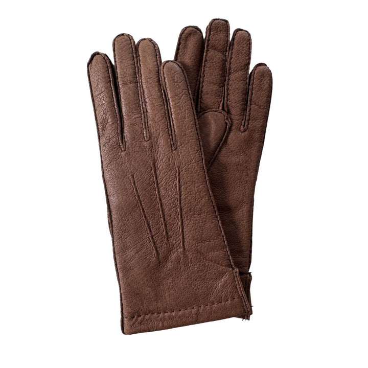 Voorkant en achterkant van de Laimbock leren dames handschoen beaver #kleur_beaver