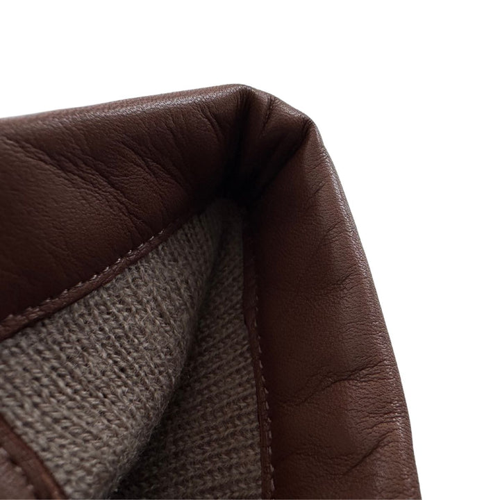 Binnenkant van de Laimbock Yale Crochet leren handschoen chocolade #kleur_chocolade 