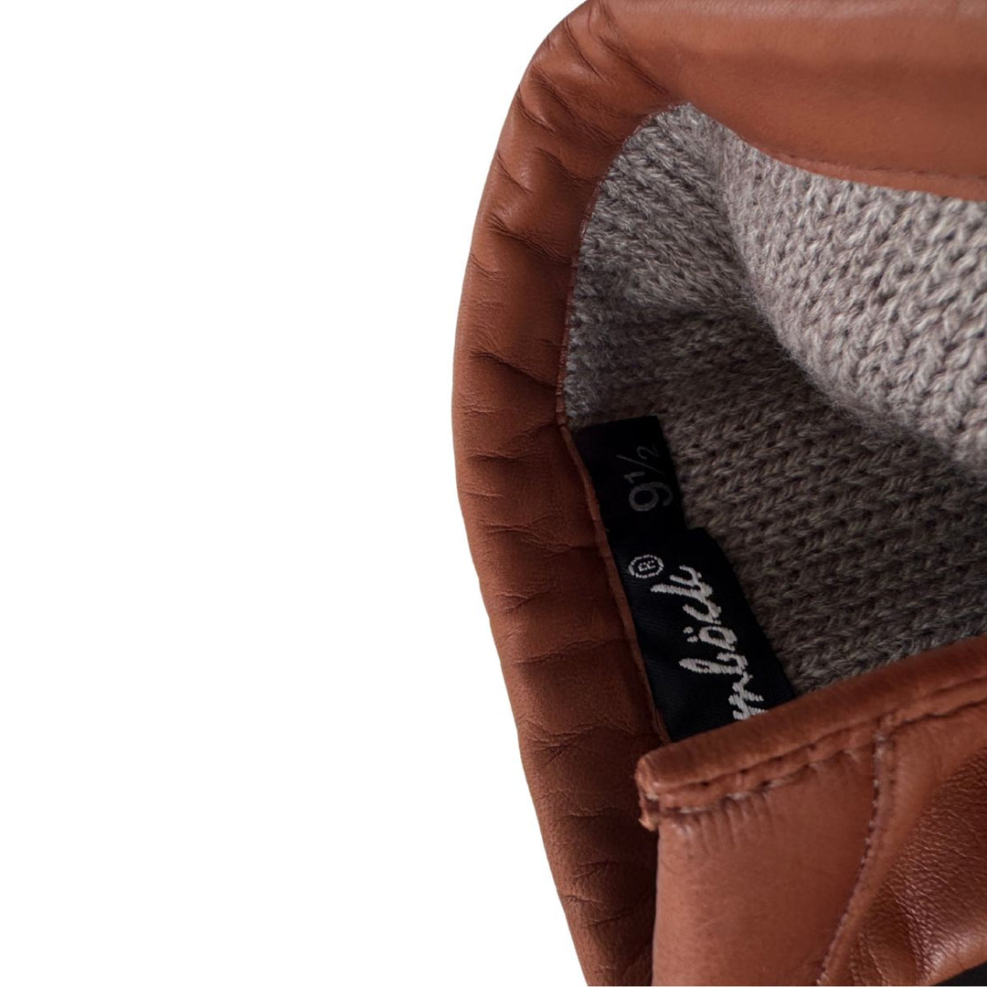 Binnenkant van de Laimbock Yale Crochet leren handschoen chocolade #kleur_chocolade 