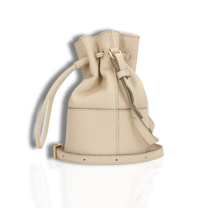 Zijkant Lou Lou Noa Leren crossbody tas beige #kleur_beige