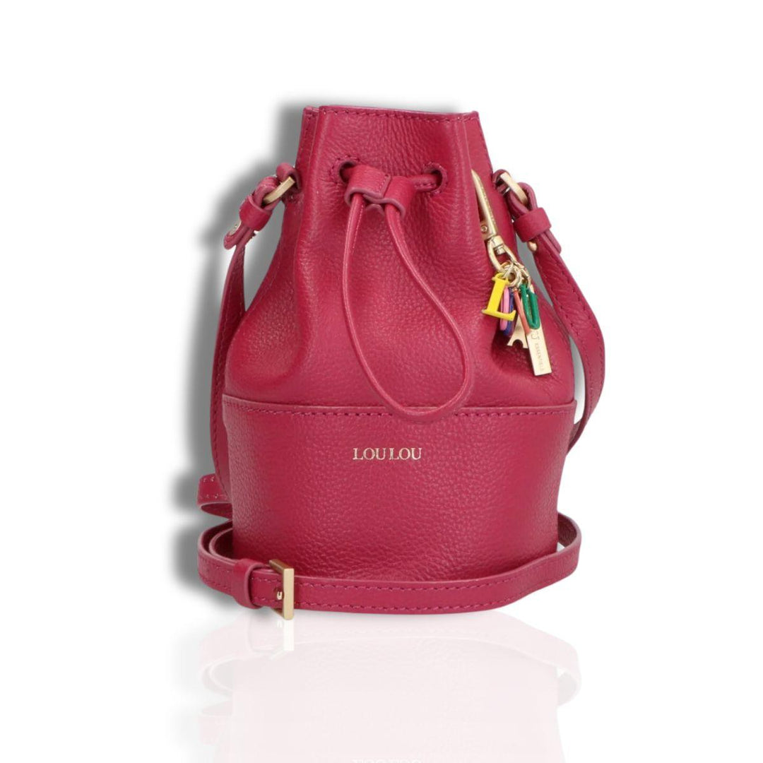 Voorkant Lou Lou Noa Leren crossbody tas berry #kleur_berry